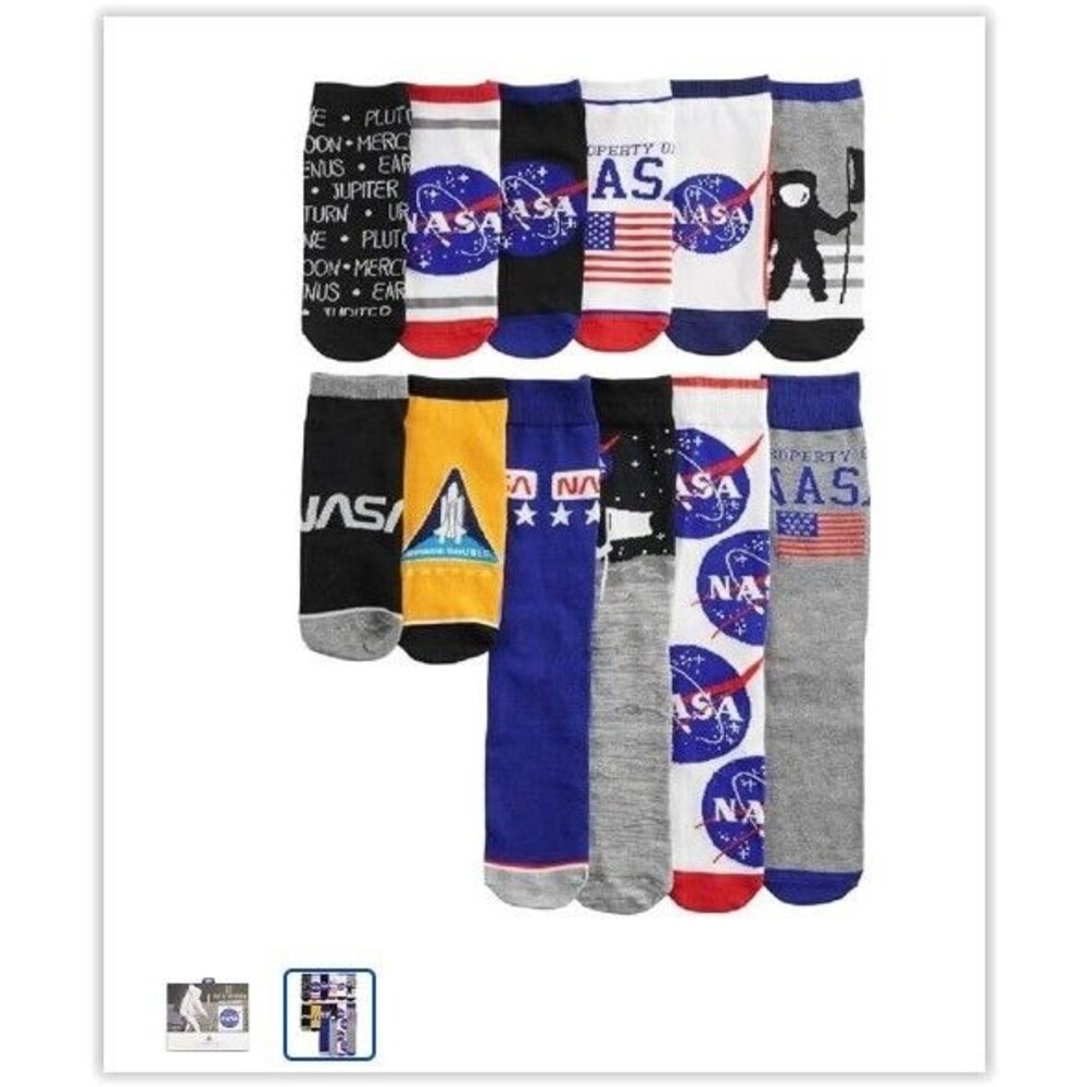 NASA- 12 Days of Socks Advent Calendar Aldrin Foundation Men's Sock Size 10-13